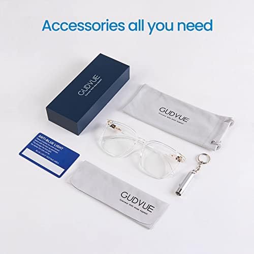 Очила GUDVUE Oversize Blue Light Прозрачни + Калъф за очила с цветен модел