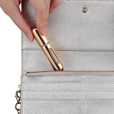 Мини-за многократна употреба-Практичният Флакон на парфюма с опаковка, за да джоба, в чантата или агент - 5 мл (Блестящо злато)