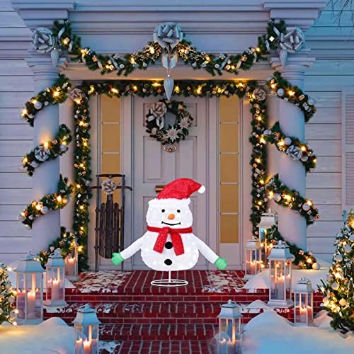 Снежен човек с осветление с дължина 2 метра, Изскачащи Коледни Украшения във формата на Снежен човек, Коледни Сгъваеми Украшения