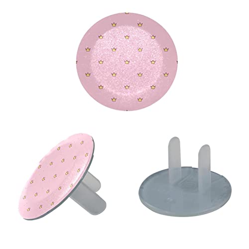 Розови капачки за контакти Princess Crown 12 Бр. - Защитни капачки за контакти, за деца – Здрави и устойчиви – Лесно да