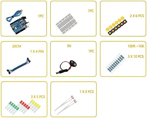Електронен Стартов пакет Huayuxin САМ, Предназначен за комплекта от Arduino UNO, Комплект електроника на печатна платка 12 в 1 версия