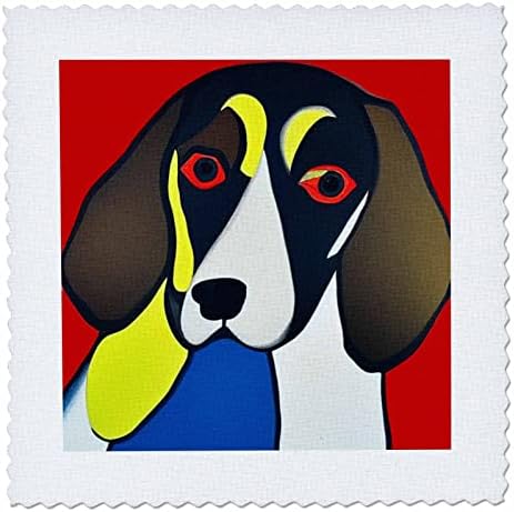 3D Готина забавна хубава цветна куче, порода Бийгъл в стила на кубизма на Пикасо. - Лоскутные квадрати (qs-371898-2)