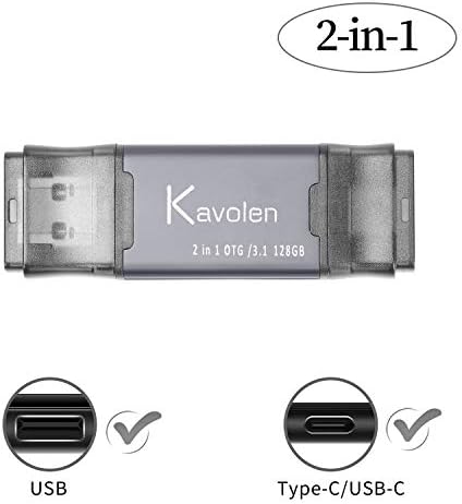 Kavolen 2в1 128 GB Високоскоростна флаш-памет за архивиране на снимки за телефони Android с пристанище TypeC, таблети, PC, диск за архивиране