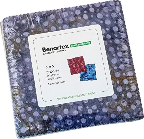 Опаковка от бали батика 5Х5 точки и щрихи, 42 5-инчов квадрата, очарователна опаковка Benartex