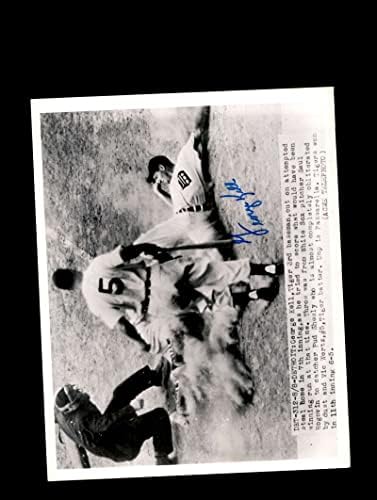Джордж Келл Подписа 1951 7x9 Детройт Тайгърс Оригиналната Метална Снимка с Автограф 1