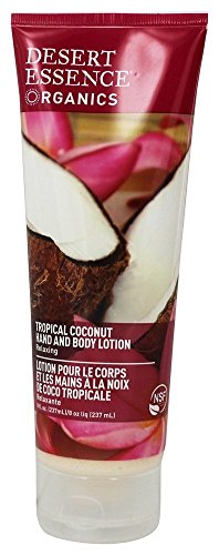 Лосион за ръце и тяло Desert Essence - Тропически кокос - 8,9 унция - Релаксиращ - Масло от шеа, Масло от жожоба - Питателна и влажен - С