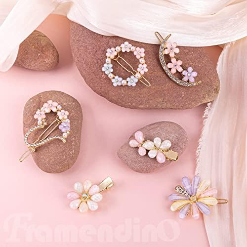Framendino, 18 x, фиби за коса с кристали и пеперуди, щипки за коса с хрустальным цвете, щипки за коса, за жени и момичета