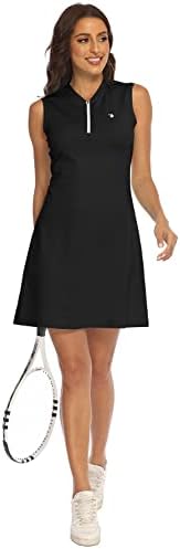 Жена Теннисное рокля BGOWATU Без ръкави, Рокля с къси ръкави за голф, Леко Спортно Рокля за отдих с цип