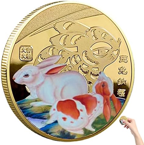 ADJ 2 елемента Възпоменателни Монети 2023 Година по Китайския Зодиаку Година на Заека, Сувенирни Монети с изображение на