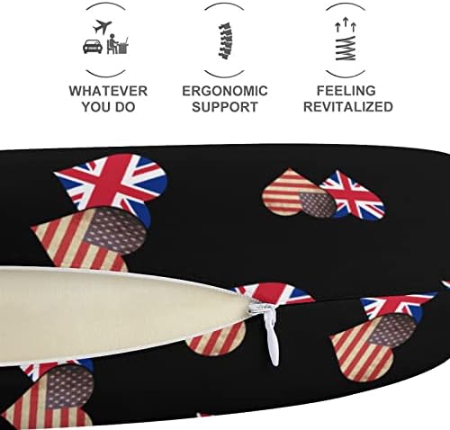 Британски Флаг и знамето на САЩ Пътна Възглавница за Самолет, Влак, Кола, U-Образна Възглавница, облегалката за глава, Възглавница с ефект на Паметта, Един Размер