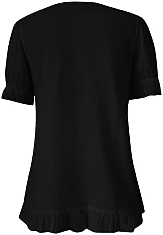 Дамска Спортна Тениска Ден на Независимостта Лятна Дамска Риза от Полиестер С Къс ръкав V Образно деколте с Набори и Цветен Модел, С Дълъг