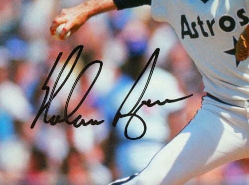 Нолан Райън с автограф Astros 8x10 HM, Питчинг Horz Photo - Холограма AIV * Черно - Снимки на MLB с автограф