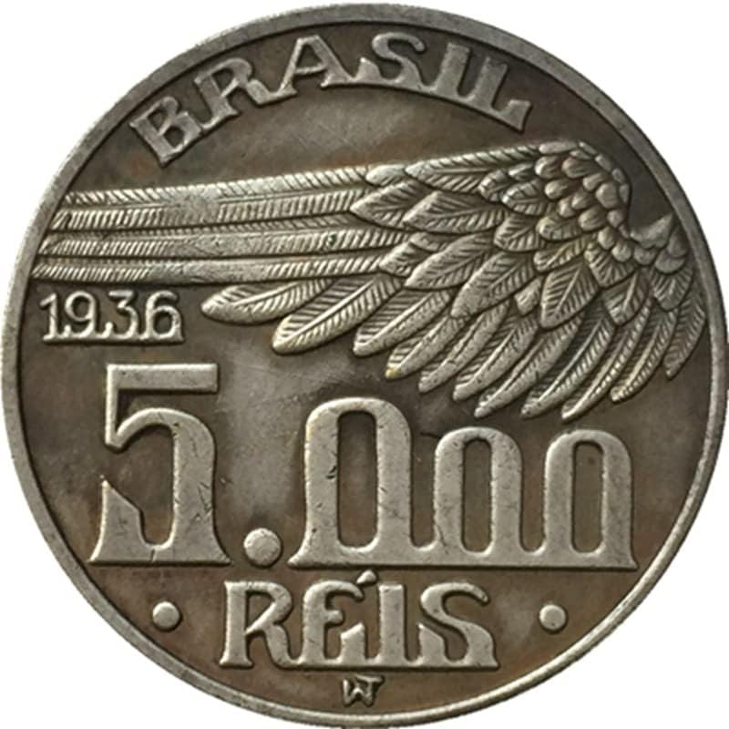 QINGFENG 1936 Бразилски Медни Монети със сребърно покритие Антични Монети Събиране на Монети Занаяти Могат да Взривят
