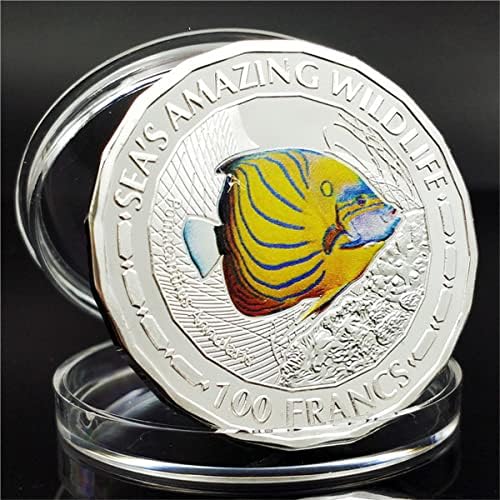 Монета На Животното Конго Щастливо Синьо Пръстен, Тропически Риби В Океана Подарък Възпоменателна Монета Мемориал Медал На Сребърна Монета