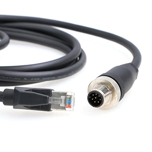 ZBLZGP M12, 8-Пинов конектор A-Code на Ethernet кабел RJ-45 за промишлени камери Cognex (3 м)
