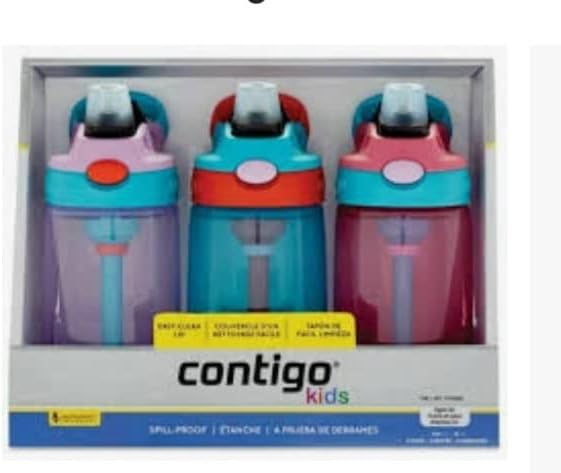Бутилка за вода Contigo Kids, 14 грама, с технологията Autospout – Защита от проливания, лесно моющаяся конструкция на капака
