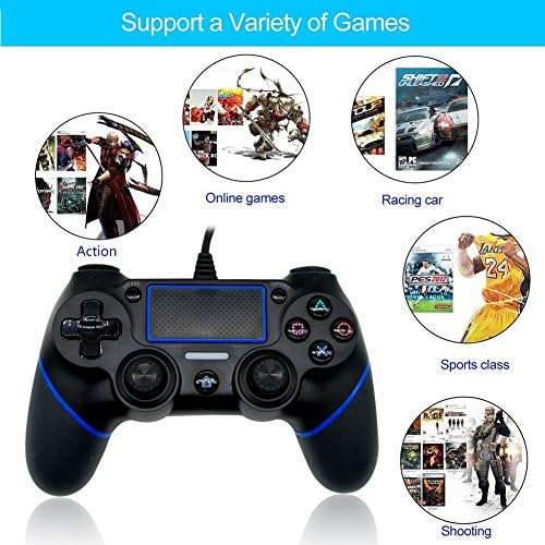 Геймпад за Playstation 4 - Жичен контролер за PS4 с кабел син цвят