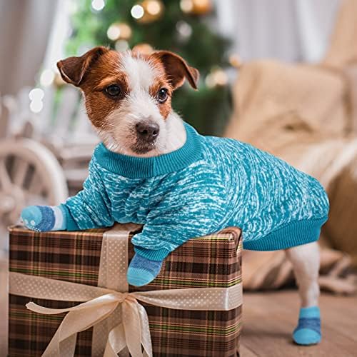 Пуловер за кучета от 2 теми и 8 Противоскользящих Чорапи за Кучета, Меки Топли Дрехи за домашни любимци, за Защита на Лапите на домашните любимци