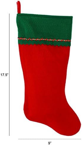 Първоначално Коледни Чорапи с бродирани мен Монограм, Зелено и Червено фетр, Инициал U