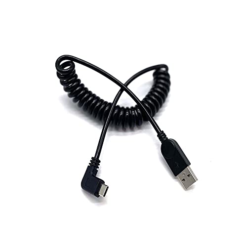 5 фута Пружинен Спирален кабел USB Type C за кола, Прибиращ се кабел, USB C (3 метра), Извит Кабел за бързо зарядно устройство, USB A-USB-C