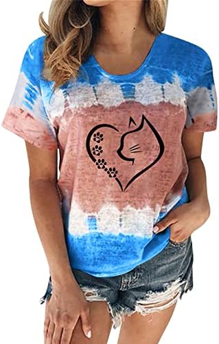 Женска тениска с глухарче, лятна реколта блуза с градиентным принтом под формата на тай-боя, облегающая фигура, кръгъл отвор, топ с