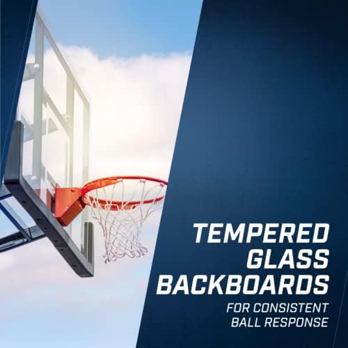 Баскетболно система Goalsetter X448 In с регулируема засаждане на клей с 48-инчов стъклен гръб и Гъвкав джанта