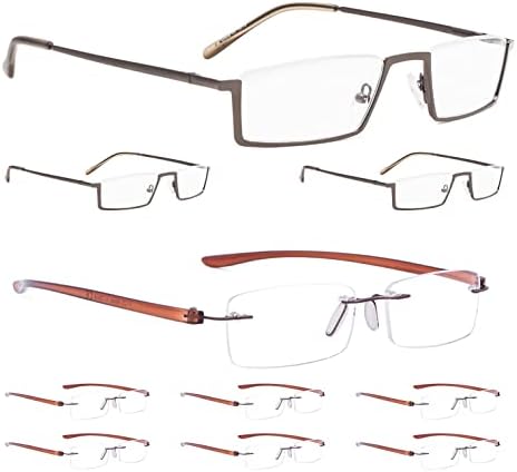 LUR 3 Опаковки очила за четене в полукръгла рамка + 7 опаковки очила за четене без рамки (общо 10 двойки ридеров + 1,25)