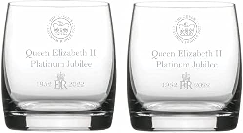 Комплект чаши за уиски Chichi Gifts Dartington Crystal Queen Elizabeth II Platinum Jubilee 70 Години с Платинен Юбилей