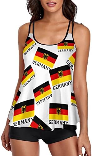 Дамски Бански Танкини с Германския Флаг, от Две Части, Бански костюми с Принтом, Риза с Къси панталони, Бански костюми