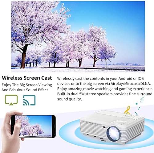 Видео проектор 8000LM Full HD 1080P с Wi-Fi и Bluetooth, 200 Умен Уличен Шрайбпроектор Android за домашно кино, Огледало, телефон, Мащабиране,