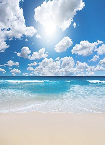 Baocicco 8x10ft Приморски Плаж на Фона на Синята Чистата Вода Фона на Синьо Небе, Бял Облак Фон Приморски Сватбен Фон Тропическа следобеден