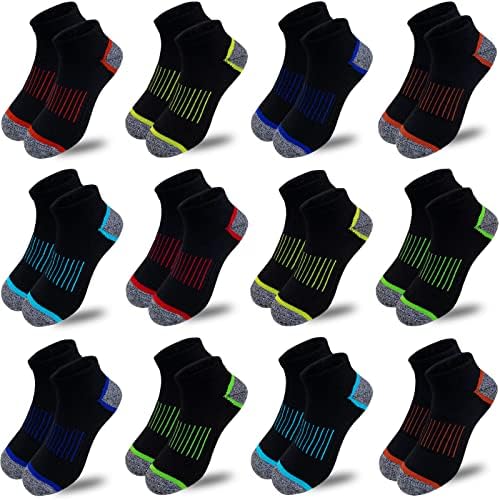 Чорапи за момчета JAMEGIO 12 Чифта Детски Чорапи с Дълбоко деколте на Половин Възглавница, Памучни Спортни Чорапи до Глезена