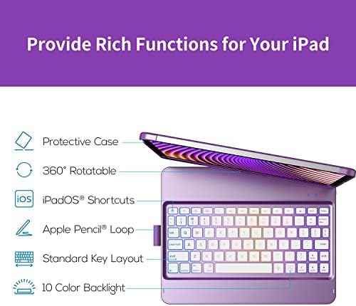 Калъф за iPad Pro 11 инча с клавиатура (4-ри / 3-ти / 2-ри / 1-во поколение), калъф за iPad Air 5-ти / 4-то поколение с клавиатура