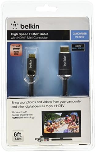 Високоскоростен кабел Belkin HDMI-Mini HDMI (поддържа устройства с поддръжка на HDMI и порт MINI HDMI), съвместими с HDMI 2.0 / 4K, 6 фута