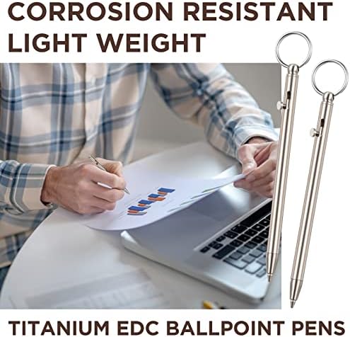 PerKoop 2 Комплекта Мини Титановая Дръжка Titanium EDC Signing Pen Болт Action Pen Преносим Полезен страхотна Притурка със Сменяеми