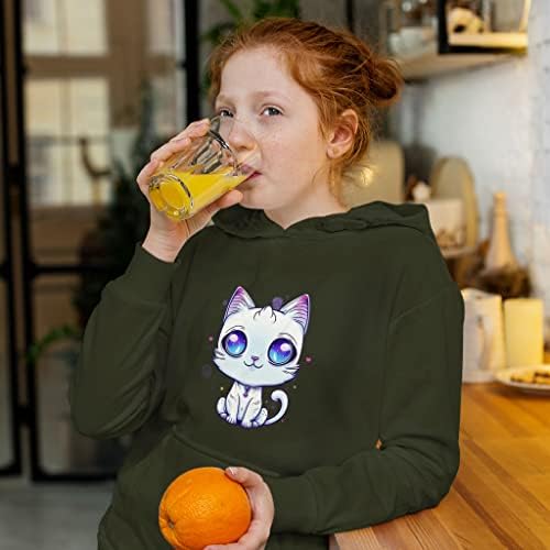Детска hoody с качулка от порести руно Kawaii Cat - Art Kids' Hoodie - Красива hoody с качулка за деца