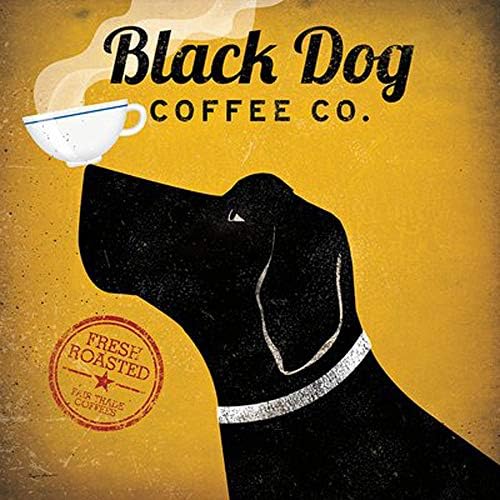 Black Dog Coffee Co Райън Фаулър Кафе Знак Куче Лабораторни Животни Печатни Плакат 12x12 от Picture Peddler