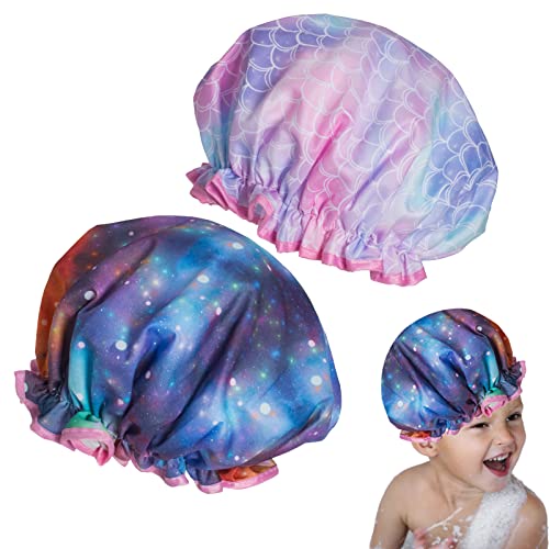 Детска Шапка за душ Qeuly, 2 опаковки на Детски шапки за еднократна употреба за къпане, Множество Двупластова Водоустойчив