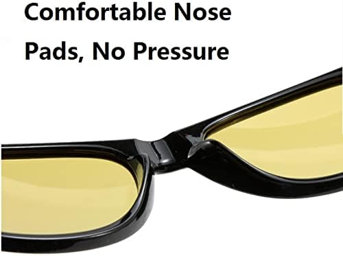 WIRUN Очила за Нощно Виждане за Мъжете И Жените Зад Волана, Поляризирани с Антирефлексно покритие UV400, Нощни Жълти Защитни Очила