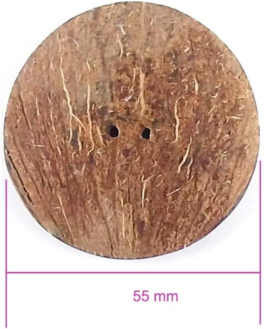 Декоративни и Уникални копчета ръчно изработени от естествен кокос - Естествени - 55 мм - Кръгли, големи - 1 бр./бр. 1926
