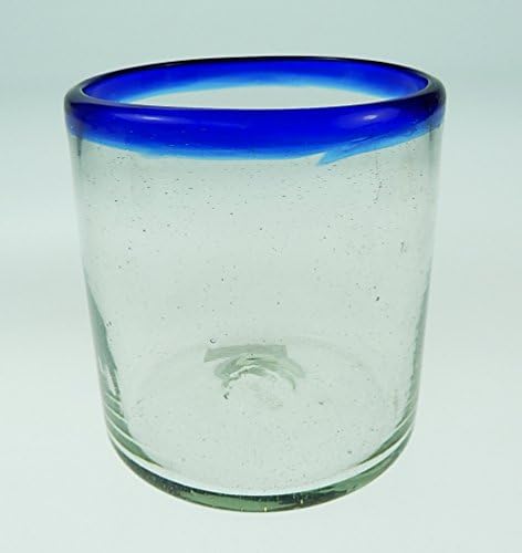 Мексикански чаши и кана с blue каемочкой 10 унции (комплект от 4 чаши) Стомна под формата на Болы или купата