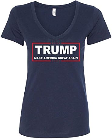 Женска тениска Тръмп с V-Образно деколте Направи Америка отново Великата