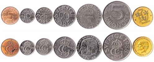 3 Монети от Швеция | шведски Набор от монети от колекцията на 1 2 5 руда | В обращение 1942-1950 | Три корони