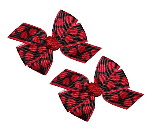 Комплект за малки момичета WD2U от 2-те черни и червени бантиков под формата на свети валентин във формата на сърце, шнола от