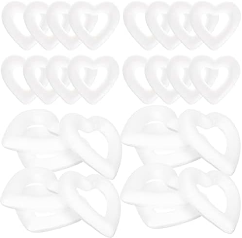 AB BOOFAN Сватбен Декор 50 бр. Бели Пръстени от Стиропор с форма на Сърце, Мини Форми За поднасяне на Венци от Стиропор, Малки Моделирующие