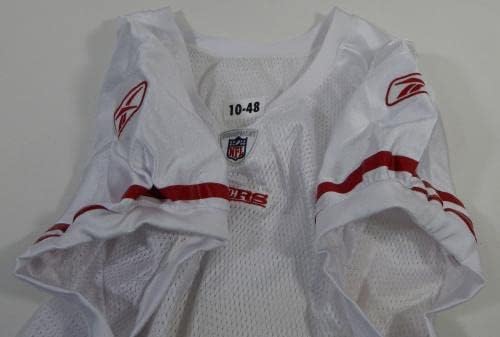 2010 San Francisco 49ers Е игра, Изстреляни От Бели Тениски Reebok 48 DP24115 - Използваните тениски За игри NFL Без подпис