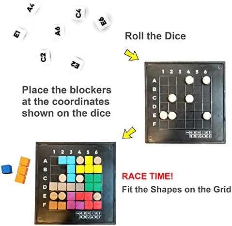 The Genius Square – Носител на наградата Игра на годината! Повече от 60 000 на Решения в игра-пъзел STEM! Хвърлят зарове и се конкурират със