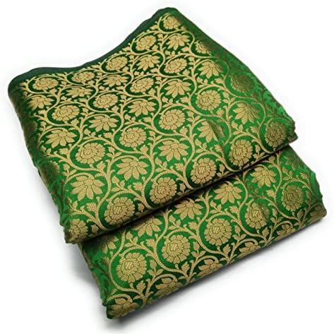 Кърпа за бягане от полишелка Banarasi Brocade /плат/ материал за рокли със златни конци Жаккардовая работа квадратни метра (6 м, зелен
