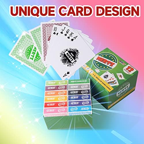 GSE 12 Тестета Цветни карти Nertz, карти за Игра за деца. Bulk Set Poker Широкоекранен Обикновен пощенски код, Безумно Забавна игра на