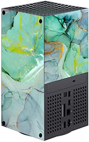 Потребителски Винил Скинове PlayVital с ефект Тюркоазено Мрамор за Xbox Series X, Амбалажна Стикер, Стикер за конзола контролер Xbox